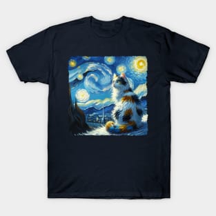 Turkish Van Starry Night Inspired - Artistic Cat T-Shirt